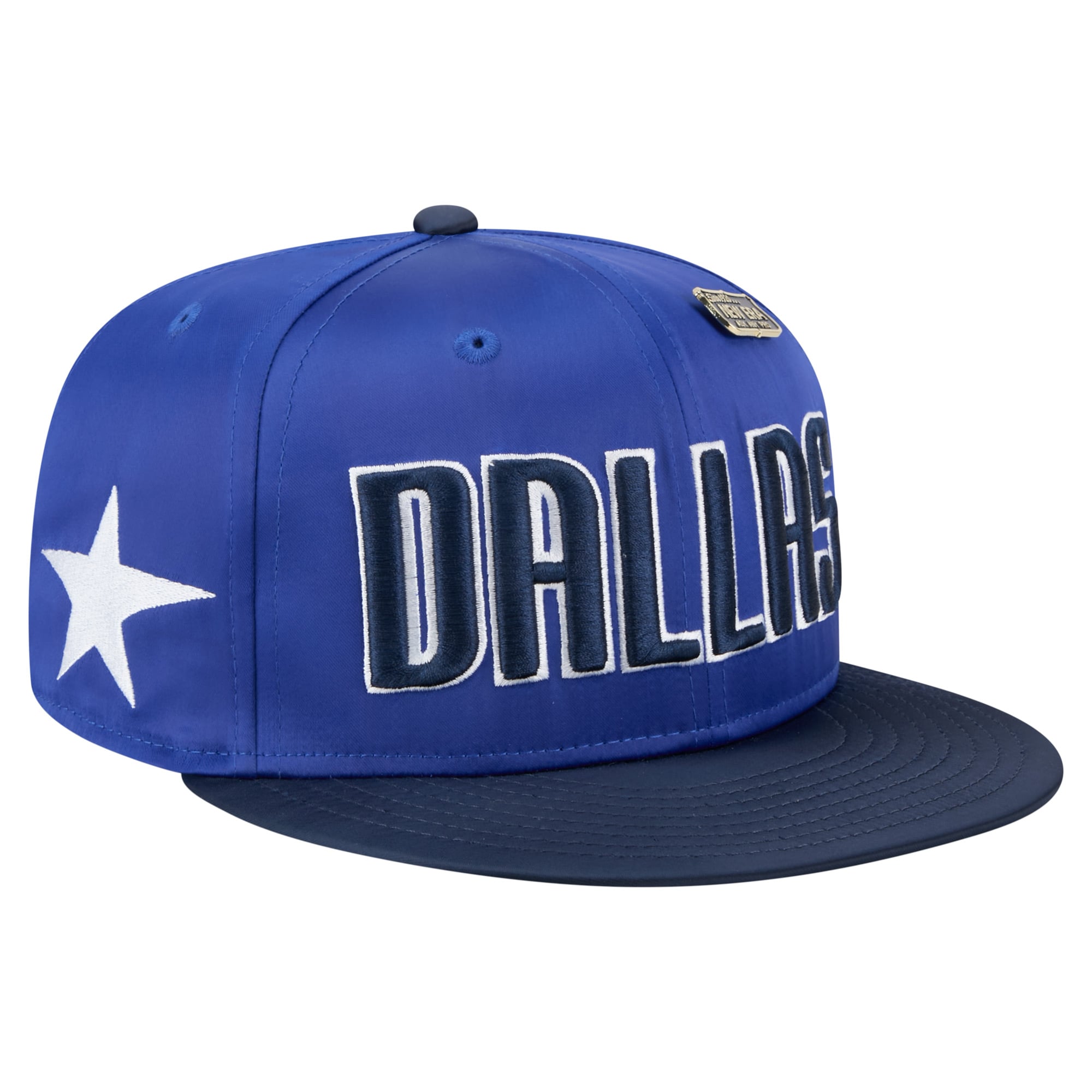 Men's Dallas Mavericks New Era Blue/Navy Throwback Satin Vintage Pin Two-Tone 59FIFTY Fitted Hat